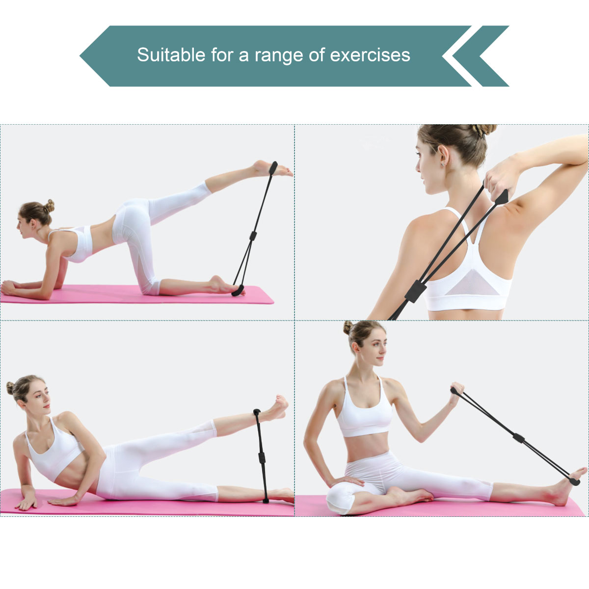 Women's Two Piece Set Figure 8 Resistance Bands - 15LB & 25LB Set For Full Body Workouts Workout Bands